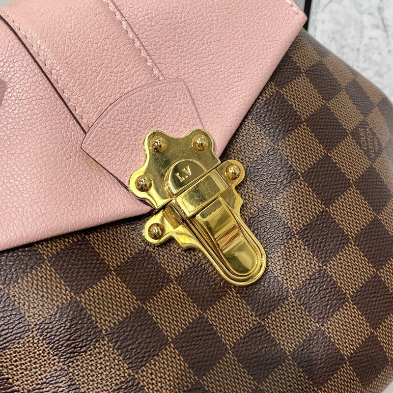 LV 路易威登 clapton 粉色拼棋盤格後背包-11