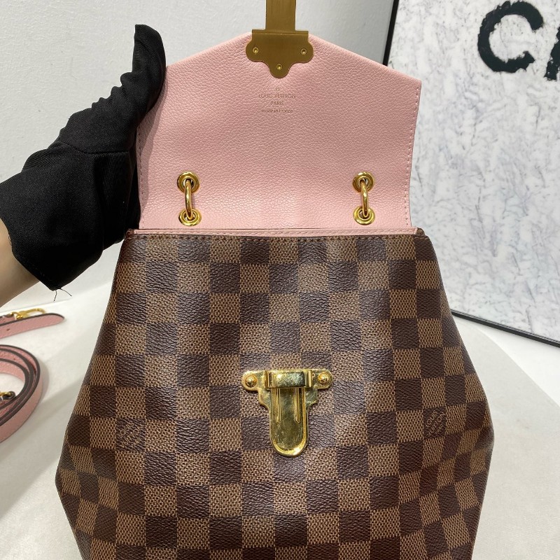 LV 路易威登 clapton 粉色拼棋盤格後背包-14