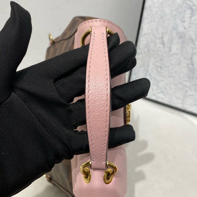 LV 路易威登 clapton 粉色拼棋盤格後背包-19