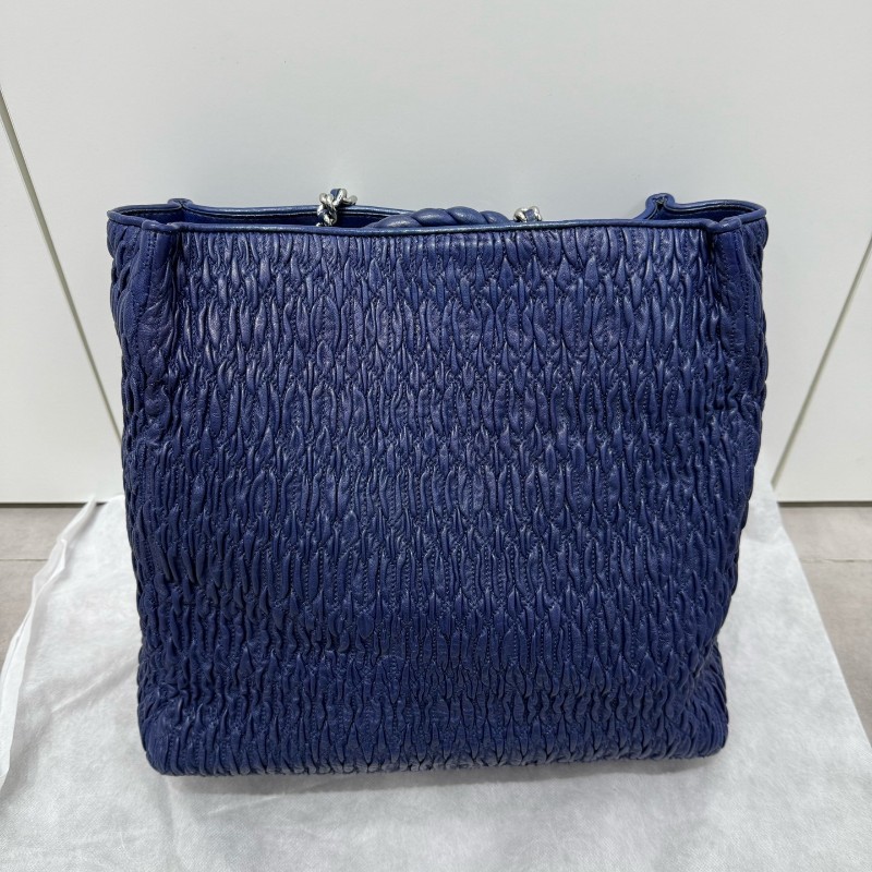 MiuMiu 羊皮皺褶托特手提包 tote包 寶石藍色  肩背包-1