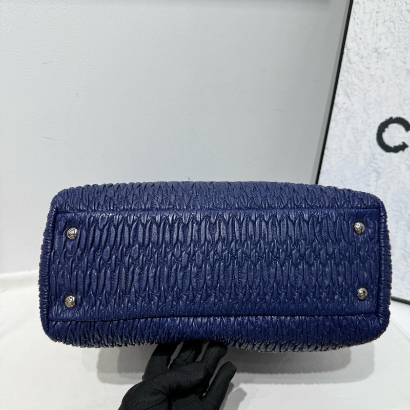 MiuMiu 羊皮皺褶托特手提包 tote包 寶石藍色  肩背包-11