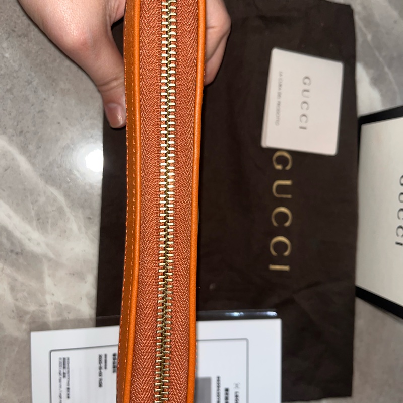 Gucci 拉鍊長夾大雙G 牛皮 盒及防塵套-9
