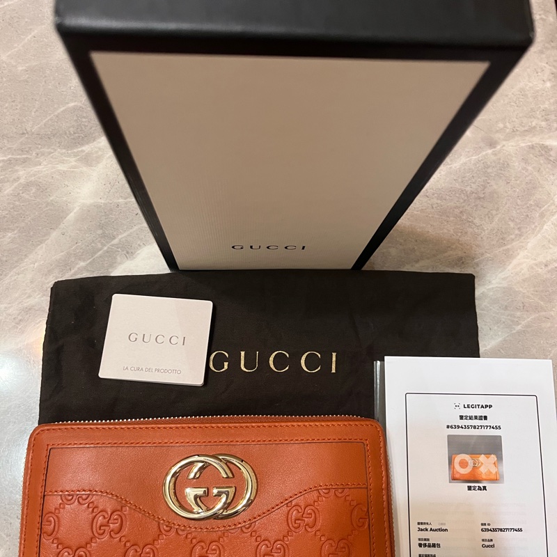 Gucci 拉鍊長夾大雙G 牛皮 盒及防塵套-14