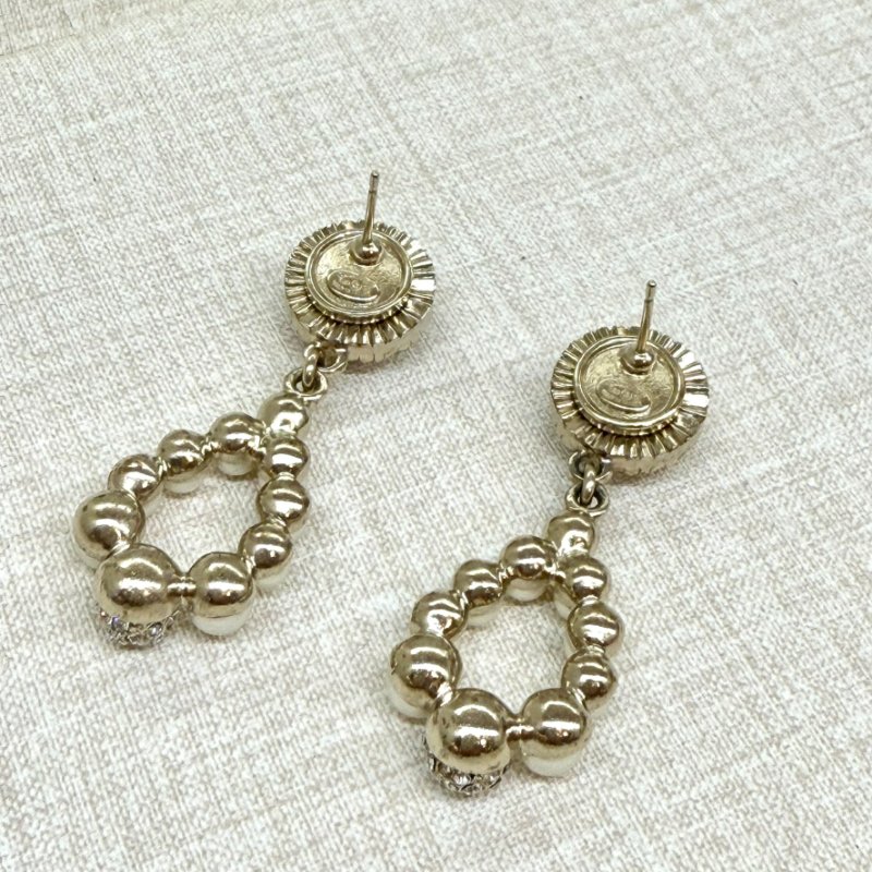 CHANEL - 圓形雙C珍珠圈吊墬水晶宮廷風耳環-3