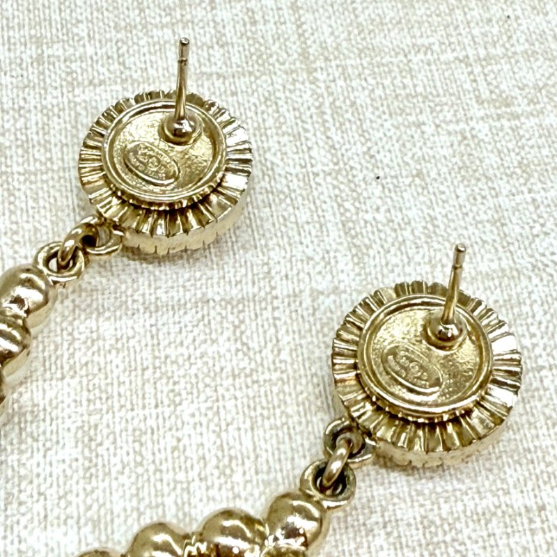 CHANEL - 圓形雙C珍珠圈吊墬水晶宮廷風耳環-7