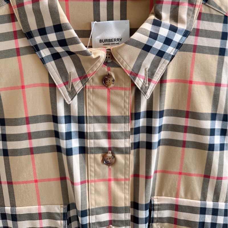 BURBERRY 經典米色格紋長袖襯衫 size:UK8-1