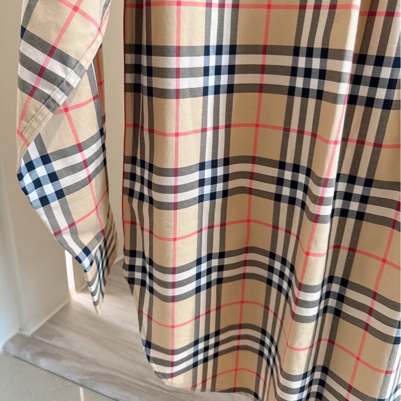 BURBERRY 經典米色格紋長袖襯衫 size:UK8-5