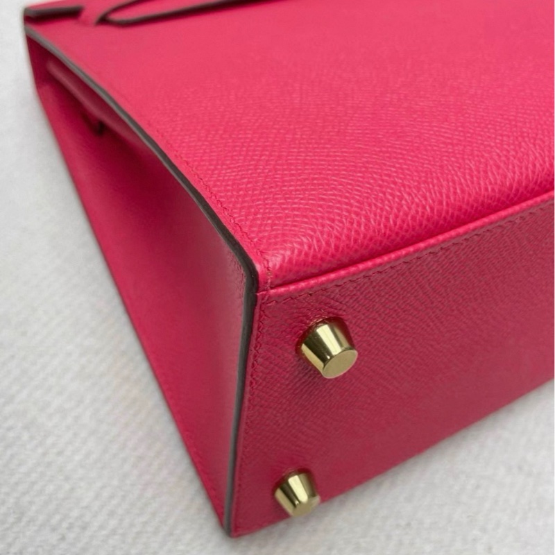 愛馬仕 Hermes Kelly25 極致粉 金扣 D刻 配件鑰匙鎖 肩帶 塵袋 雨衣 說明書-4