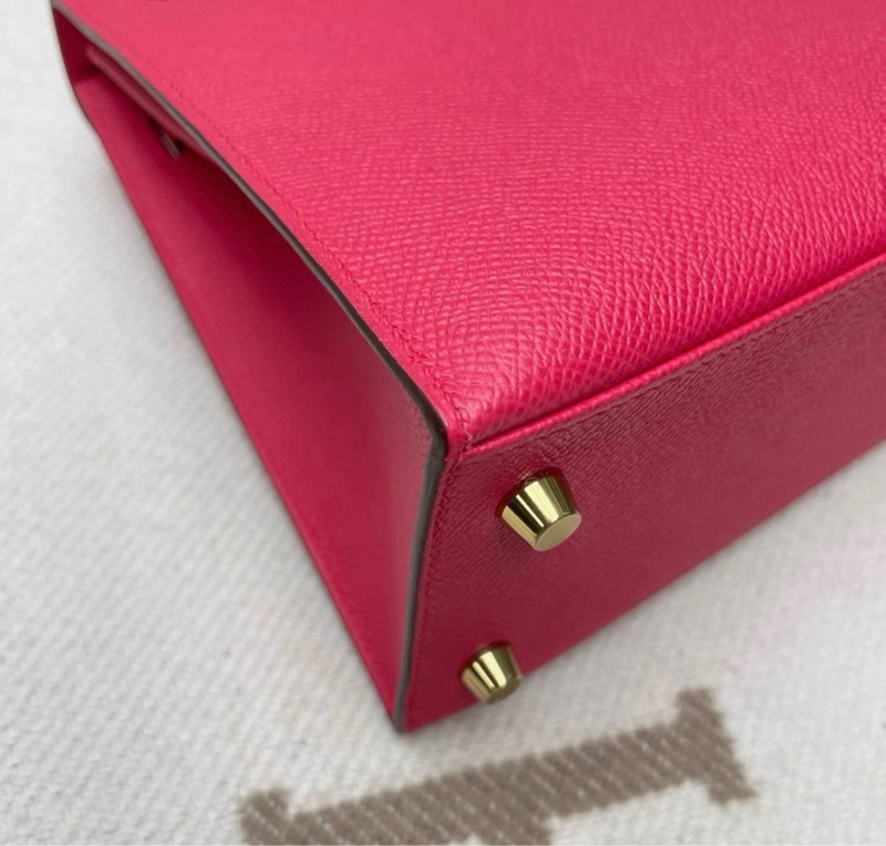 愛馬仕 Hermes Kelly25 極致粉 金扣 D刻 配件鑰匙鎖 肩帶 塵袋 雨衣 說明書-6