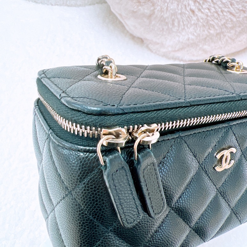 Chanel 黑金牛皮長盒子/化妝包-4