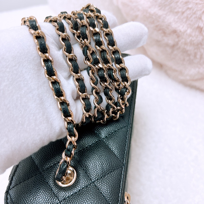 Chanel 黑金牛皮長盒子/化妝包-12