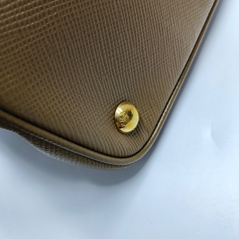 Prada Double 中號棕色牛皮手提包肩背包斜背包-8