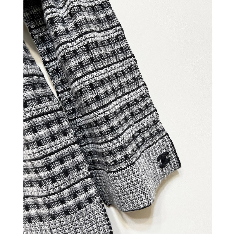 CHANEL 灰色x黑毛呢羊絨圍巾 cashmere-7
