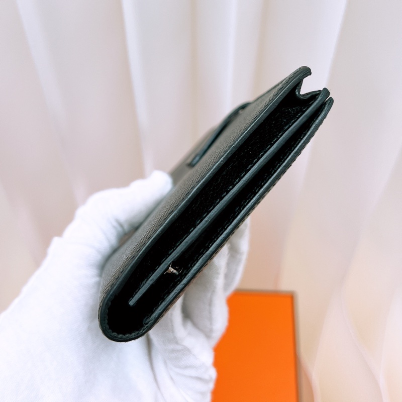 Hermes bearn 黑銀長夾-3