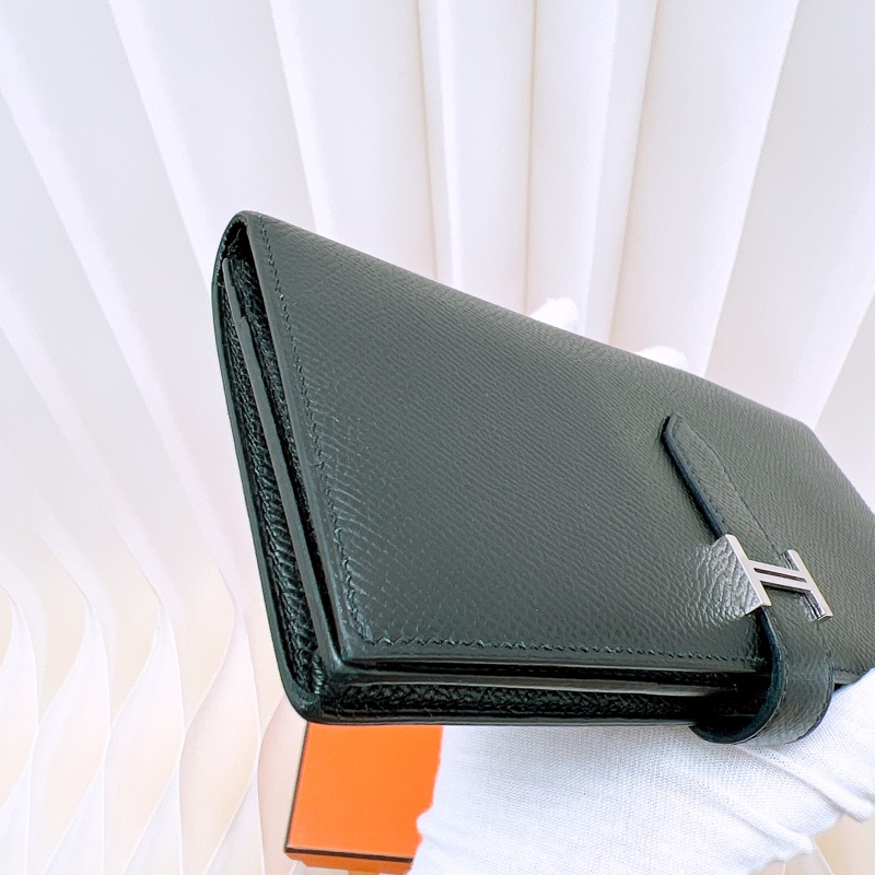 Hermes bearn 黑銀長夾-5