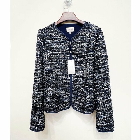 全新 / ARMANI COLLEZIONI 深藍亮片毛呢外套 L