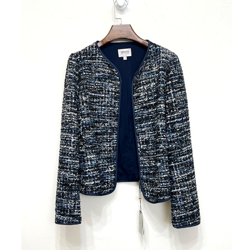 全新 / ARMANI COLLEZIONI 深藍亮片毛呢外套 L-1