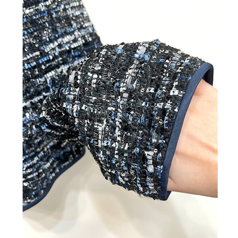 全新 / ARMANI COLLEZIONI 深藍亮片毛呢外套 L-5