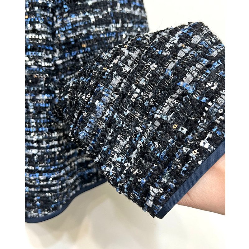 全新 / ARMANI COLLEZIONI 深藍亮片毛呢外套 L-6