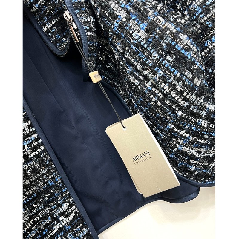 全新 / ARMANI COLLEZIONI 深藍亮片毛呢外套 L-7