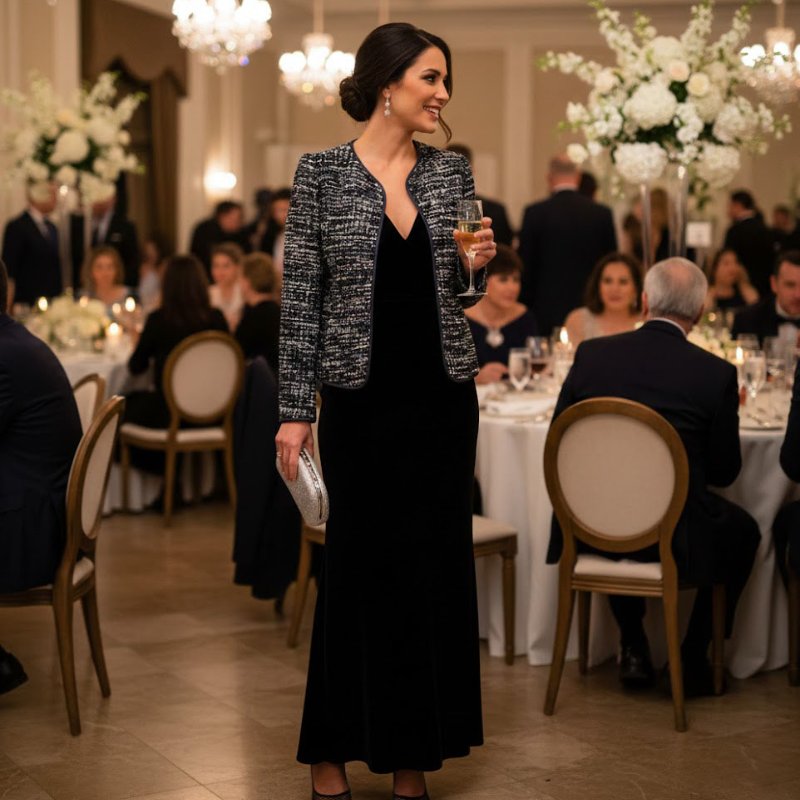 全新 / ARMANI COLLEZIONI 深藍亮片毛呢外套 L-1