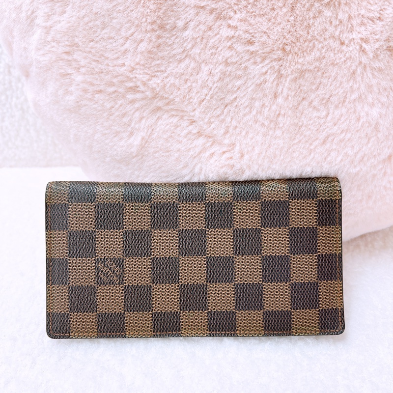 Lv 棕色棋盤長夾/護照夾-0