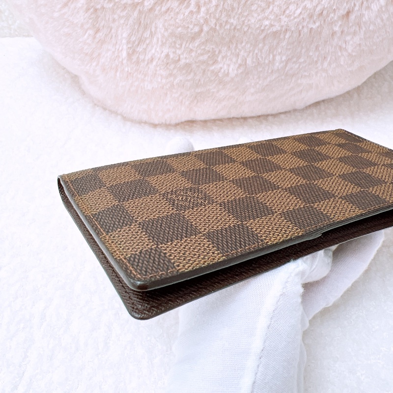 Lv 棕色棋盤長夾/護照夾-4