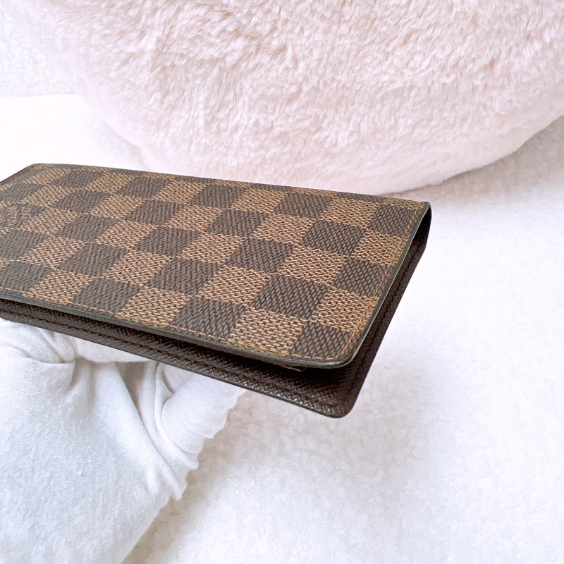 Lv 棕色棋盤長夾/護照夾-5