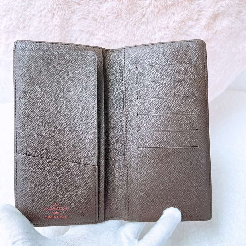 Lv 棕色棋盤長夾/護照夾-6