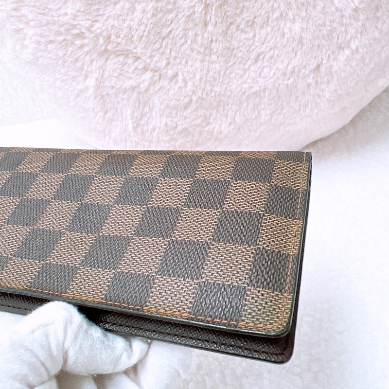 Lv 棕色棋盤長夾/護照夾-7