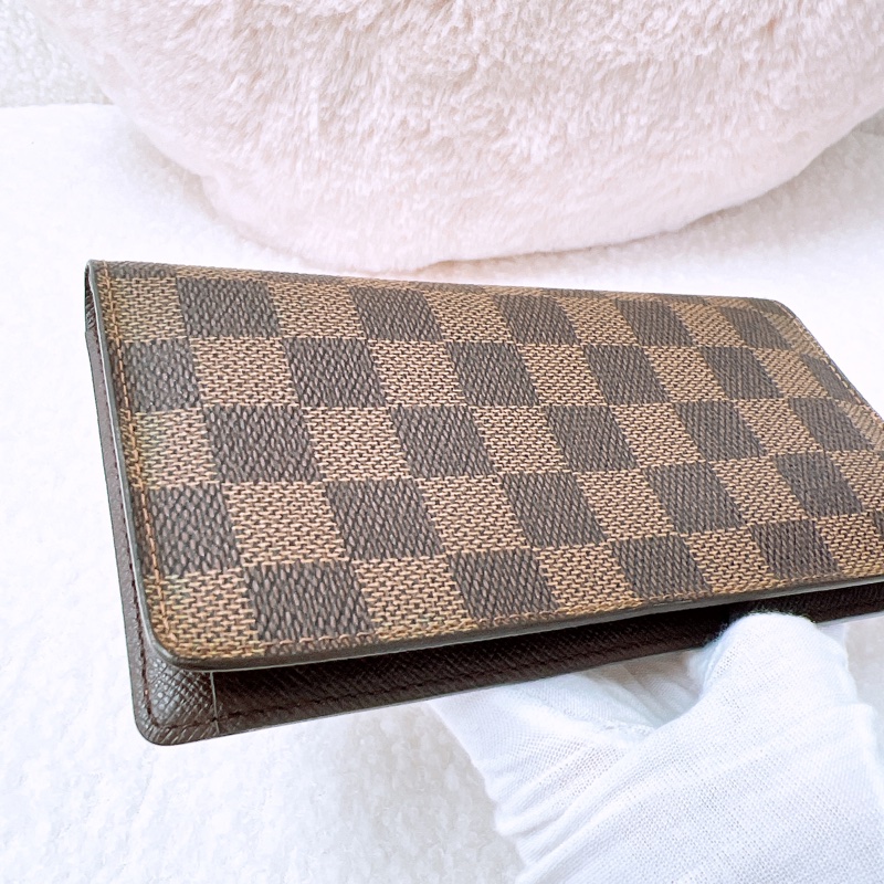 Lv 棕色棋盤長夾/護照夾-8