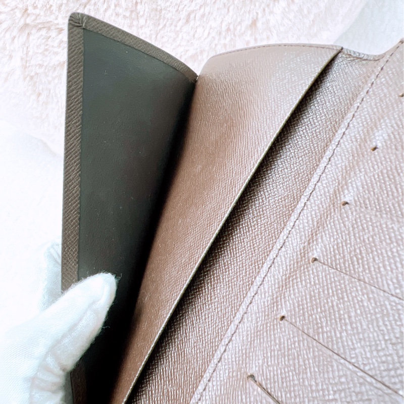 Lv 棕色棋盤長夾/護照夾-9