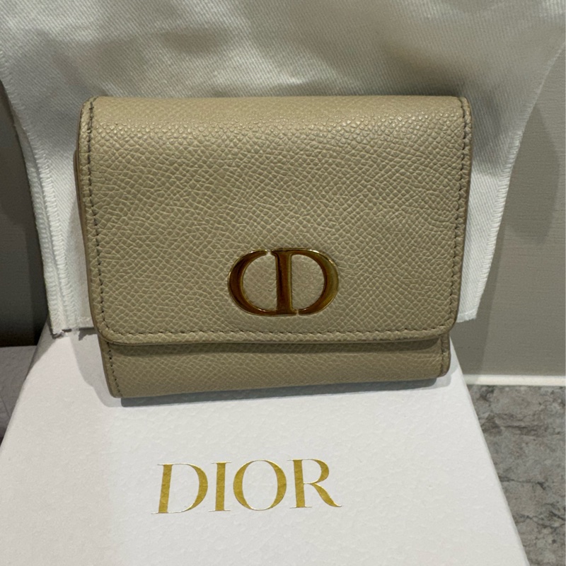 Dior 蒙田30 女用短夾 奶茶色-0
