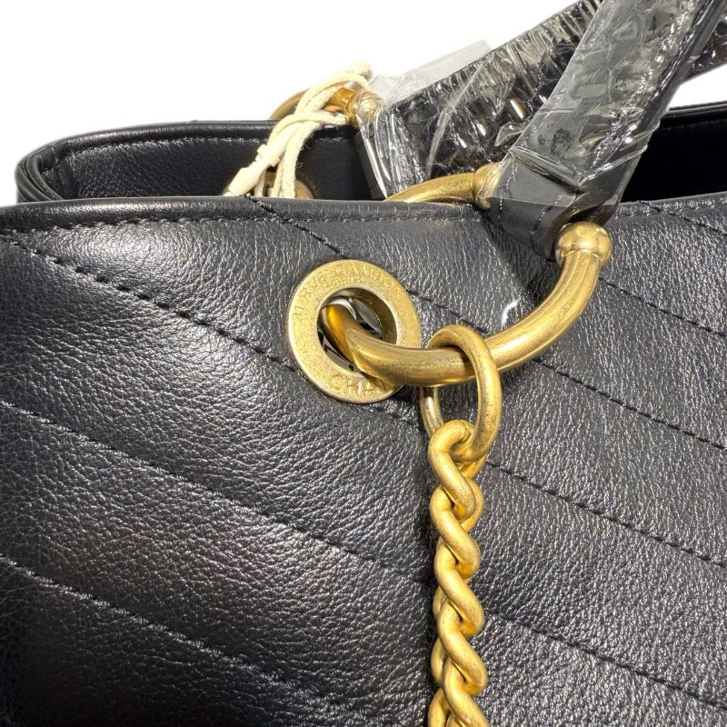 【2489】Chanel 手提斜挎包 黑色 牛皮 大號-13