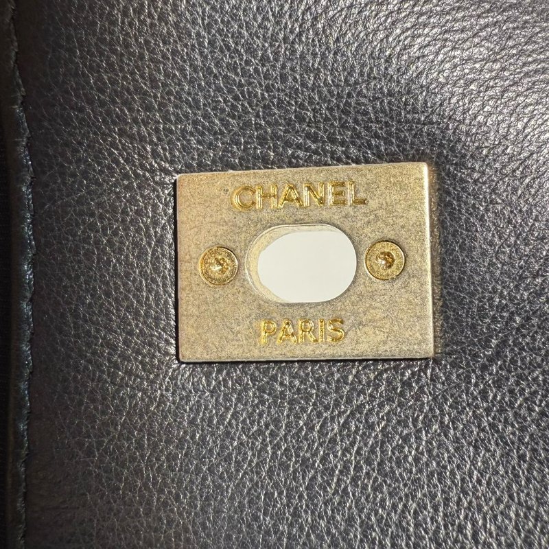 【2489】Chanel 手提斜挎包 黑色 牛皮 大號-17
