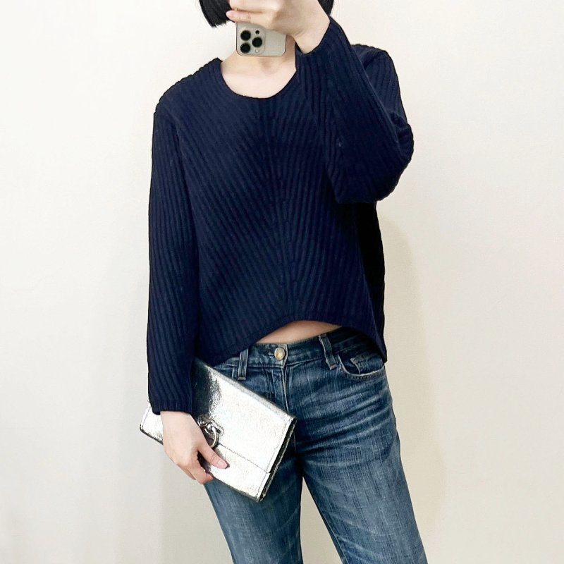 ACNE 深藍短版重磅羊毛毛衣 XXS~M-0