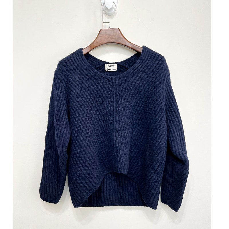 ACNE 深藍短版重磅羊毛毛衣 XXS~M-1