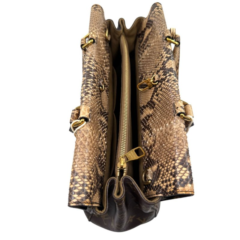 【1957】 LV 郵差包 老花 蛇皮 33CM-4