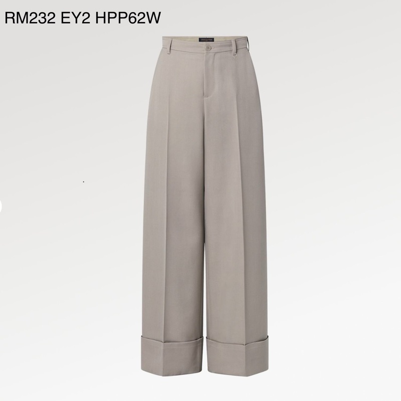 Louis Vuitton greyish beige wool wide leg pants 46-0