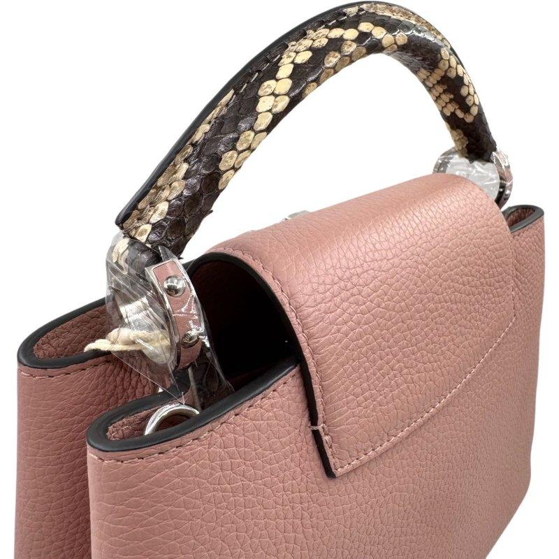 【2353】LV Capucines 粉色手提/斜挎包 牛皮 小號 -15