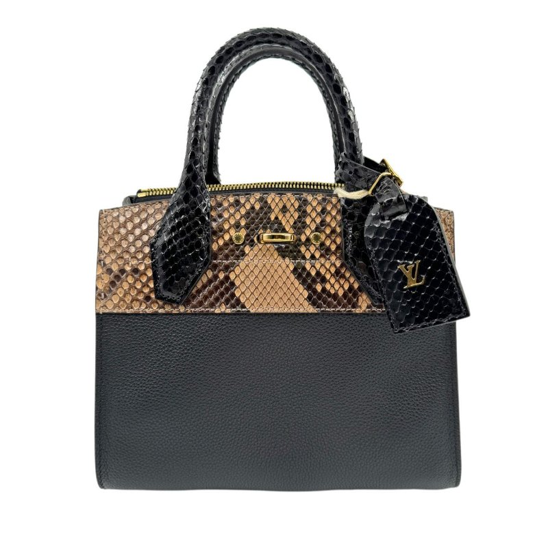 【2056】 Louis Vuitton Mini City Steamer with Python Handle in Black Taurillon Leather GHW-1