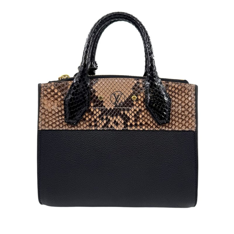 【2056】 Louis Vuitton Mini City Steamer with Python Handle in Black Taurillon Leather GHW-2