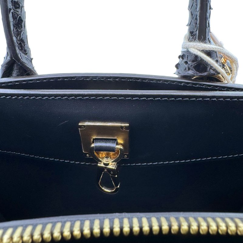 【2056】 Louis Vuitton Mini City Steamer with Python Handle in Black Taurillon Leather GHW-14