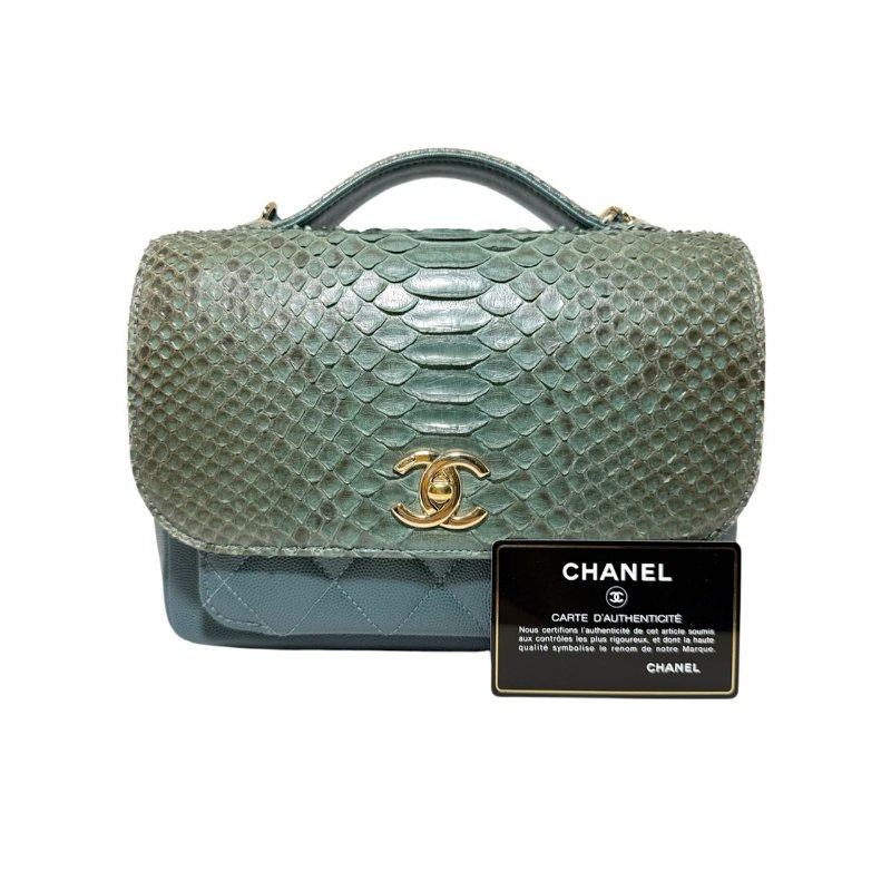 【2732】Chanel 手提/斜挎郵差包 蛇皮綠 小號-0