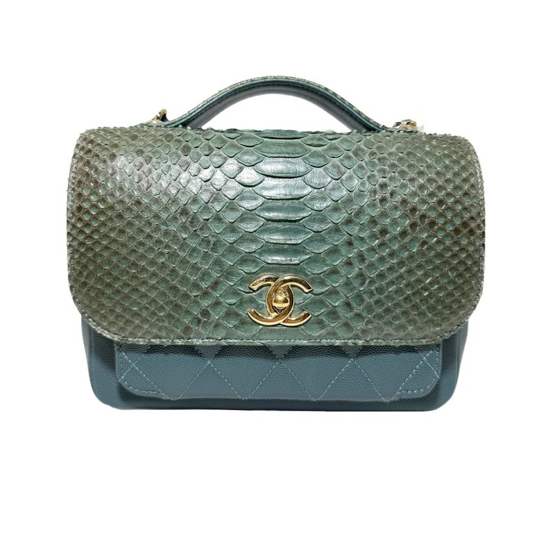 【2732】Chanel 手提/斜挎郵差包 蛇皮綠 小號-1