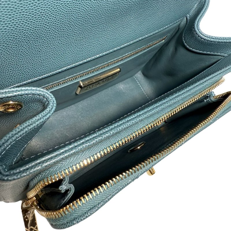 【2732】Chanel 手提/斜挎郵差包 蛇皮綠 小號-10