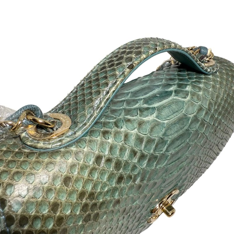 【2732】Chanel 手提/斜挎郵差包 蛇皮綠 小號-12