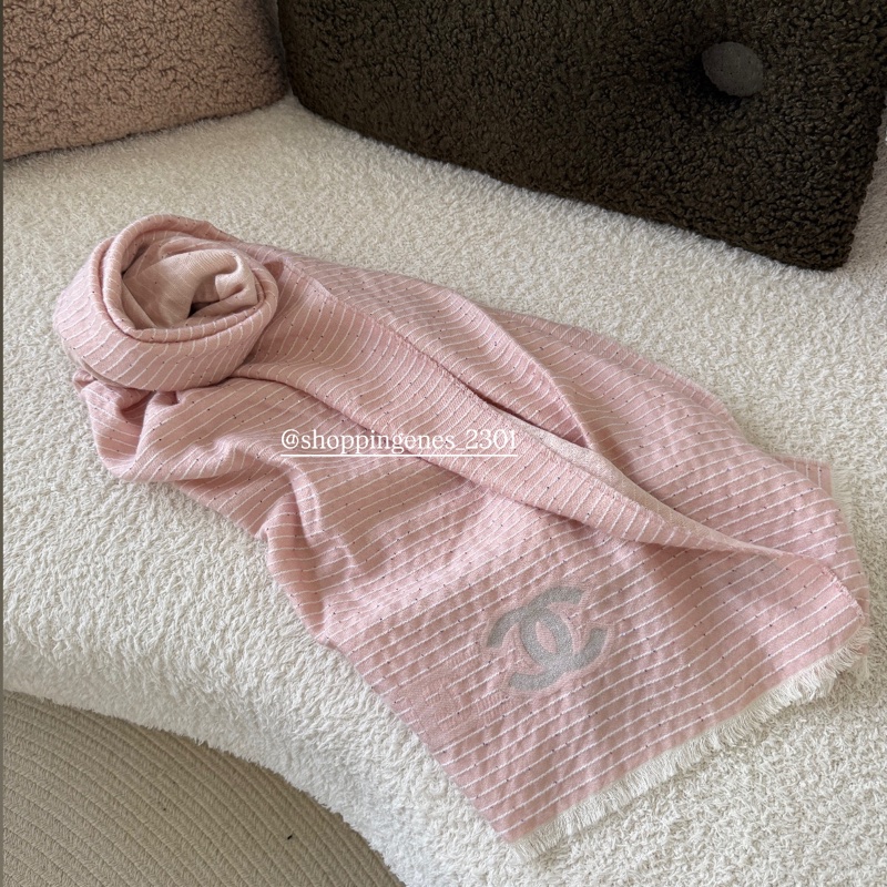 香奈兒 Chanel 粉色亮片圍巾 l love Chanel-0