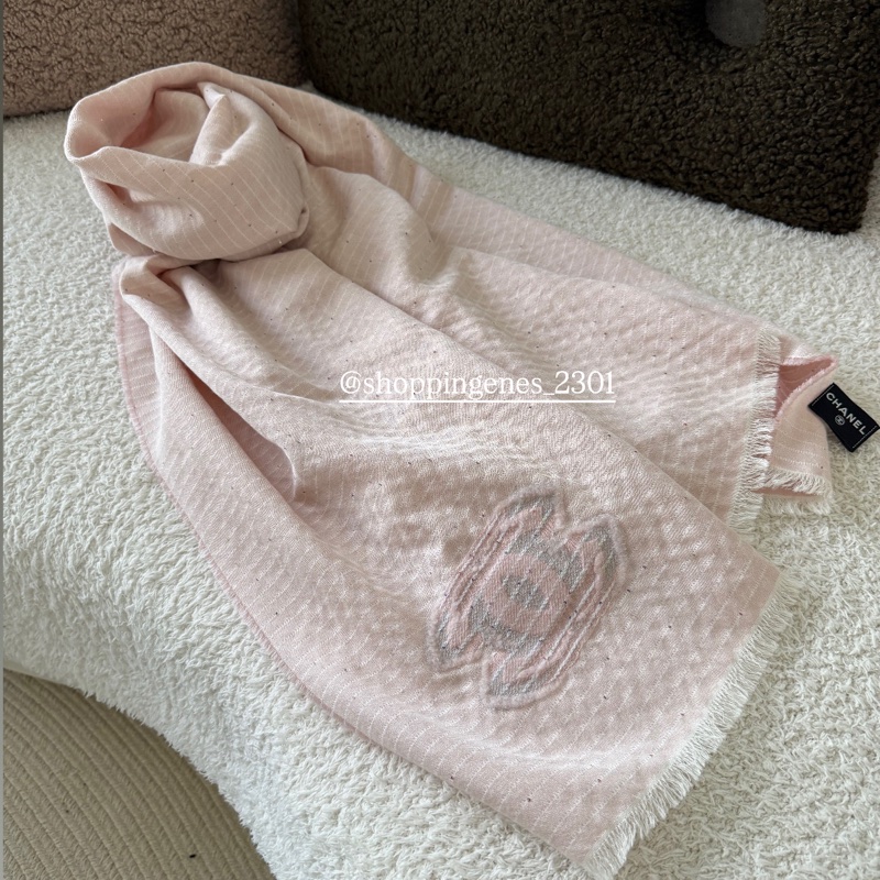 香奈兒 Chanel 粉色亮片圍巾 l love Chanel-1
