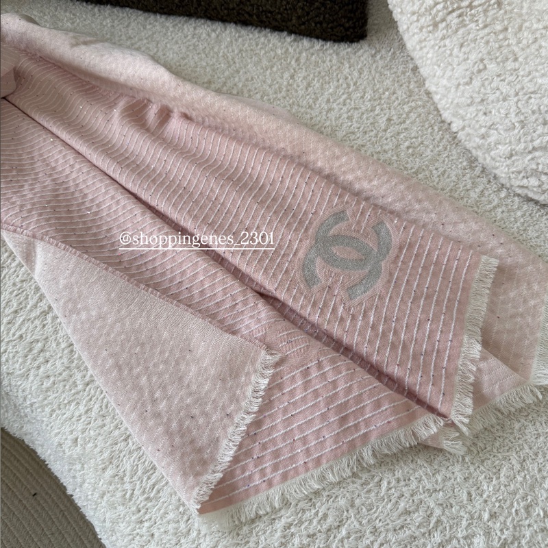 香奈兒 Chanel 粉色亮片圍巾 l love Chanel-2